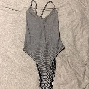 Black & White Striped Body Suit